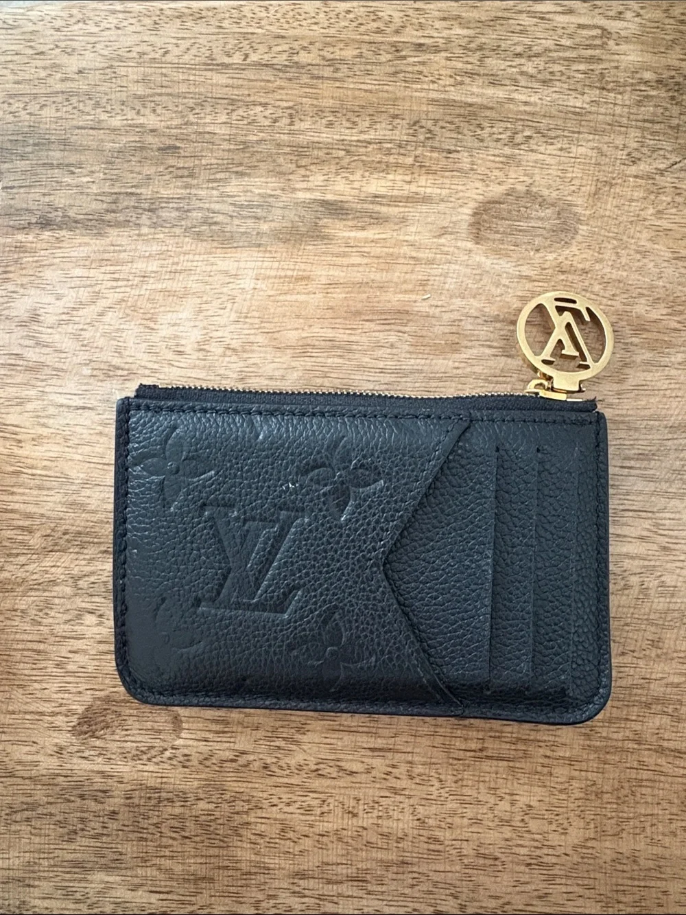 Authentic Louis Vuitton Empreinte Monogram Zipped Romy Card Holder Black - Picture 1 of 7